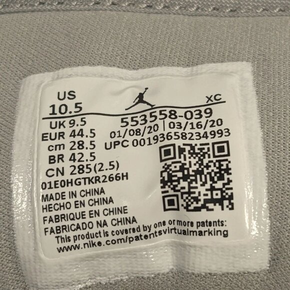 Nike Air Jordan 1 Low SHADOW Light Smoke Grey Toe 553558-039 Men's Size 10.5 - Picture 12 of 12